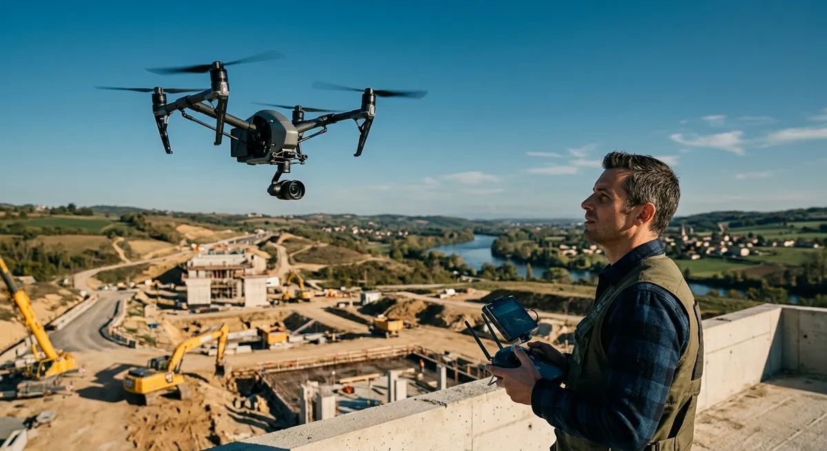 Télépilote professionnel pilotant un drone